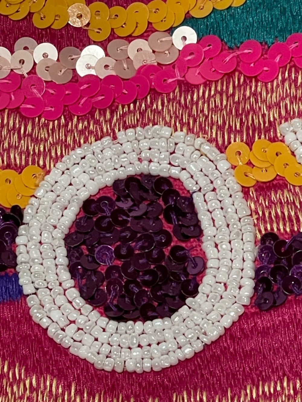 NWT America&Beyond “JOY” Sequins,Glass Beads  Handcrafted/Cotton Canvas Clutch - Picture 5 of 13